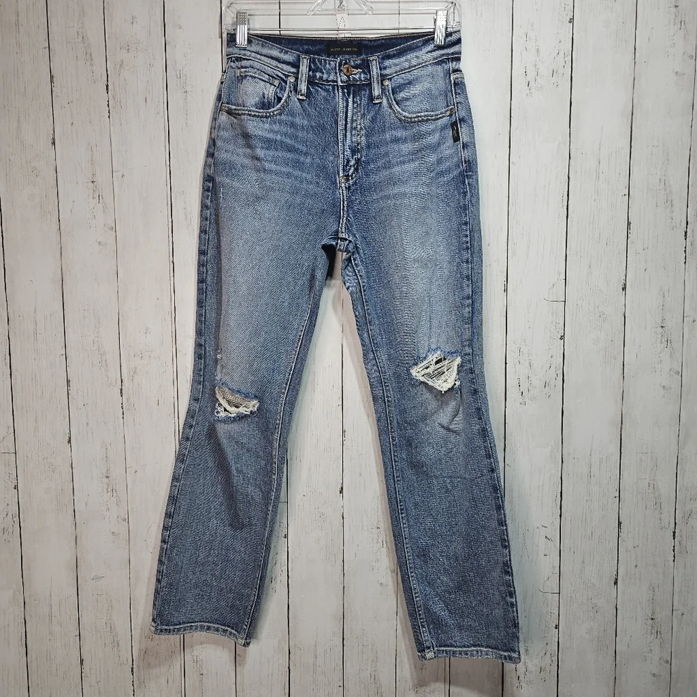 NWOT Silver Jeans Women’s Frisco Straight Distressed Size 26 Western Glove Works - Picture 1 of 9